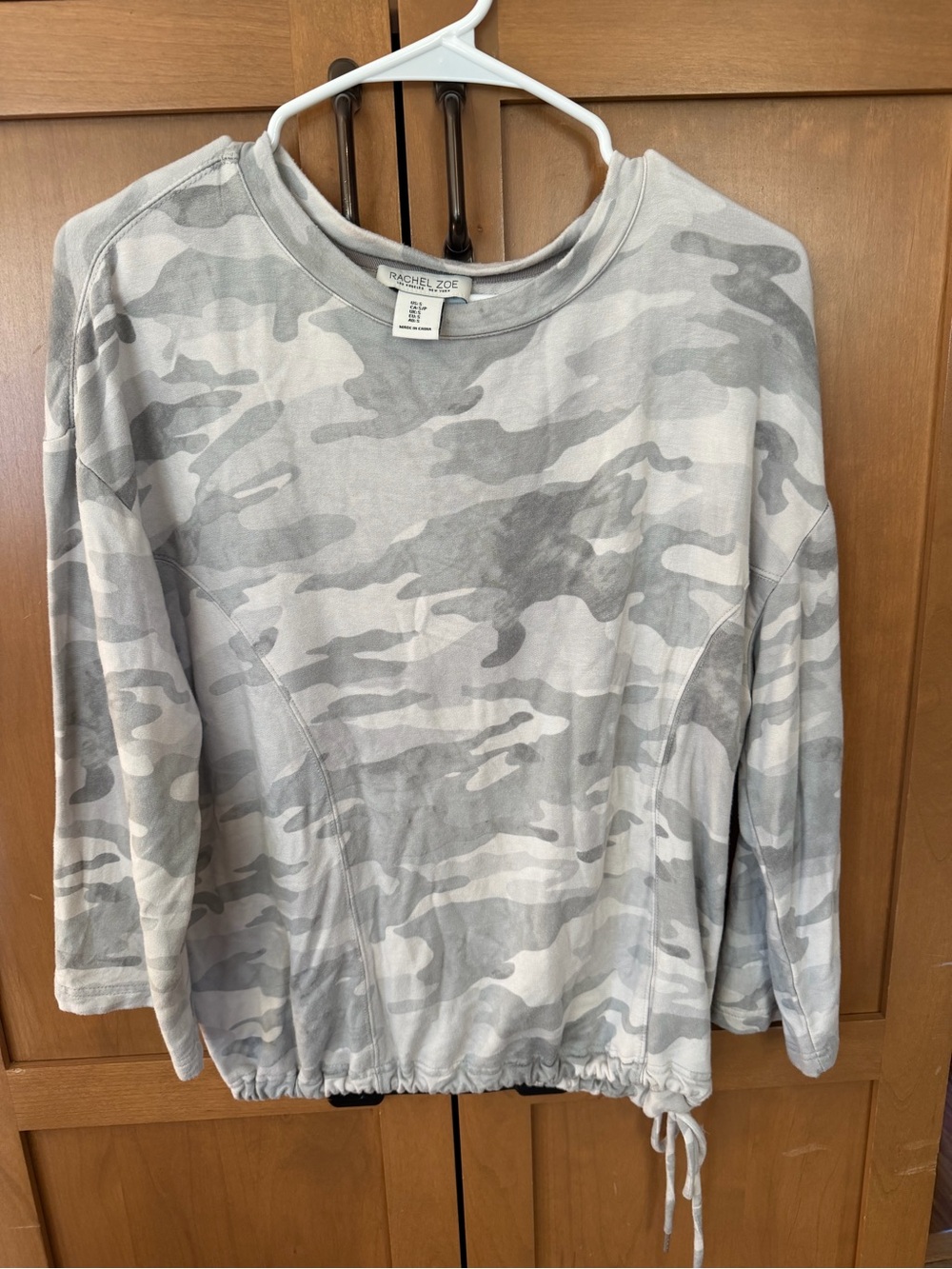 Rachel Zoe Girls' Gray Camo Drawstring-Hem Sweatshirt